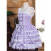 White Lace Violet Bowknot Sweet Lolita Sling Dress