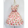 Daily Lolita Jumper Skirt Strawberries Printed Lolita JSK by Souffle Song