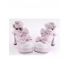 Pink & White 2.7" Heel High Beautiful Synthetic Leather Round Toe Cross Straps Platform Girls Lolita Shoes