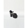 Bead Chain Black Sequins Bowknot Lolita Super High Heel Sandals