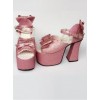 Bead Chain Pink Sequins Bowknot Lolita Super High Heel Sandals
