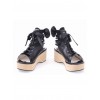 Black 2.7" Heel High Romatic PU Point Toe Cross Straps Platform Lady Lolita Sandals