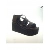 Brown 2.9" Heel High Elegant Patent Leather Point Toe Ankle Straps Platform Lady Lolita Sandals