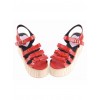 Red 3.1" High Heel Stylish PU Strap Bow Decoration Platform Girls Lolita Sandals