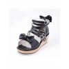 Black 2.0" Heel High Lovely PU Point Toe Ankle Straps Platform Lady Lolita Sandals