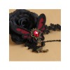 Black And Red Butterfly Lace Gothic Bracelet And Finger Ring Set