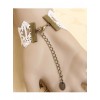 White Lace Retro Rose Lolita Bracelet And Finger Ring One Chain Set