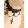 Fashion Black Lace Bronzing Crucifix Lolita Necklace