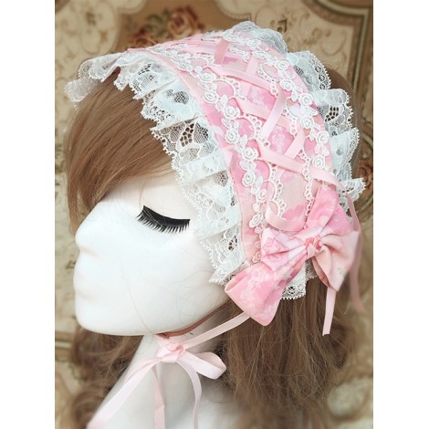 Pink Chiffon Printing Lace Sweet Lolita Hair Band