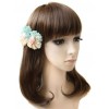 Sweet Light Yellow And Mint Color Mixed Color Flower Lolita Hairpin