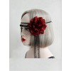 Red Flower Black Lace Veil Half Face Gothic Lolita Mask