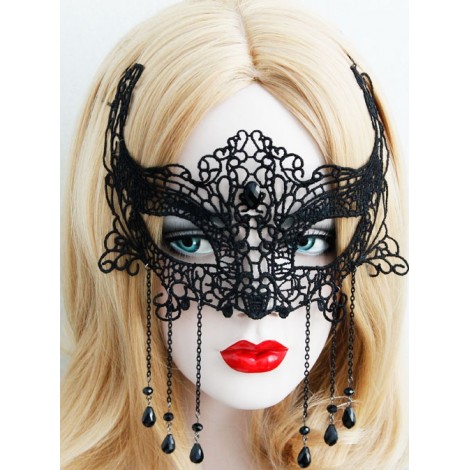 Black Lace Halloween Gothic Lolita Mask