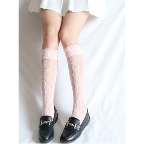 Japanese Wind White Lace Lovely Medium Socks