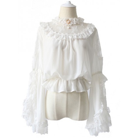 Lace Ruffle Pendant Classic Lolita Chiffon Shirt