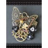 Steampunk Black Rose Retro Mechanical Butterfly Gear Brooch