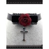 Elegance Gothic Rose Cross Pendant  PU Choker