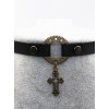 Steampunk Gothic Hollow Out Crucifix Pendant Rivet Gear PU Leather Necklace