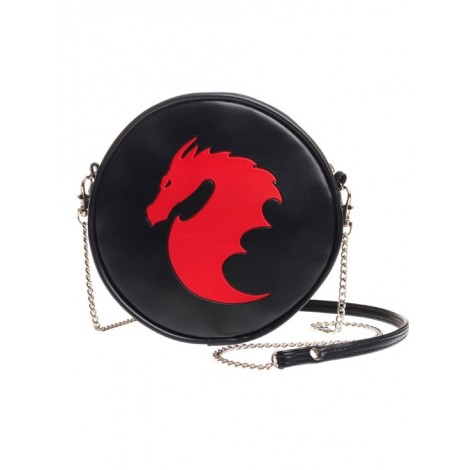 Punk Red Dragon Pattern Black Shoulder Bag Inclined Bag