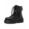 Punk Gothic Black Zipper Thick Sole Womens Leather Round-toe Martin Boots