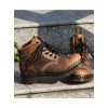 Steam Punk Retro Crack Leather Men's Brown Martin Boots