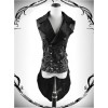 Gothic Retro Palace Suit Collar Printing Embroidery Double-breasted Slim Fit Men's Vest