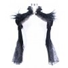 Gothic Palace Style Black Lace Feather Stand Collar Lotus Leaf Sleeve Super Short Shawl