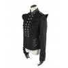Gothic Black Embroidery Metal Military Uniform Clasp Stand Collar Slim Fit Short Jacket For Women