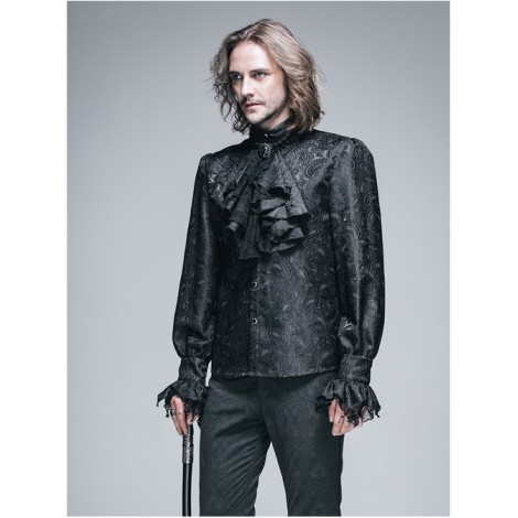 Retro Prom Gothic Lace Bow-tie Loose Men's Shirt