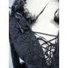 Sexy Off Shoulder Lace-up Slim Gothic Long Sleeve T-shirt