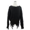 Gothic Black Decadent Tattered Tassel Long Sleeve Short Sweater