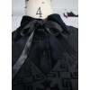 Black Bowknot Trumpet Sleeve Gothic Lapel Long Sleeve Dress