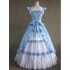 Blue And White Bandage Floral Double-Layer Cotton Lolita Prom Dress