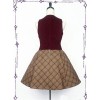College School Uniform Style Red Waistcoat And Brown Plaid Skirt School Lolita Set