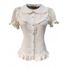 Elegant Doll Collar Ruffle Classic Lolita White Or Apricot Short Sleeve Shirt